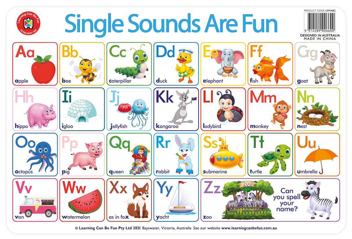 Single Sounds Are Fun Placemat - Educational Vantage