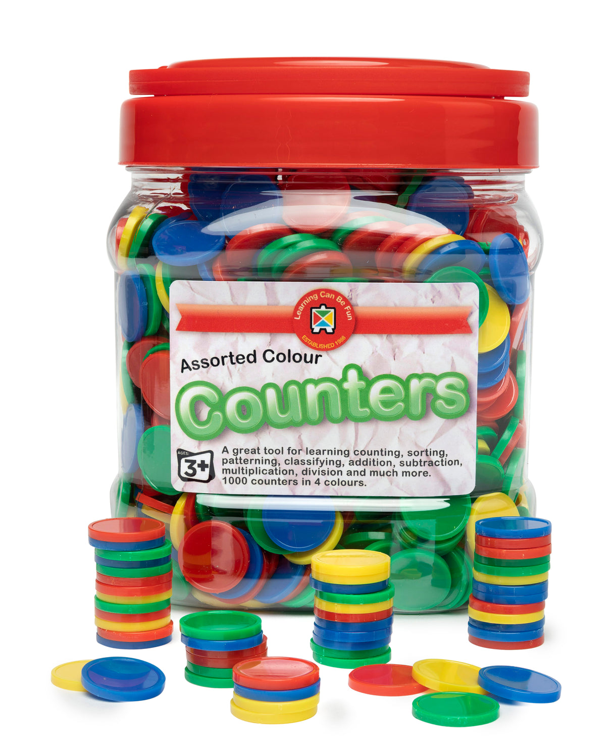 Small 4 Colour Counters Jar of 1000 - Educational Vantage