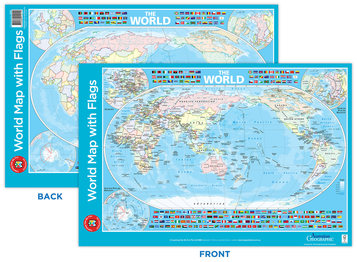 World Map With Flags Poster - Educational Vantage