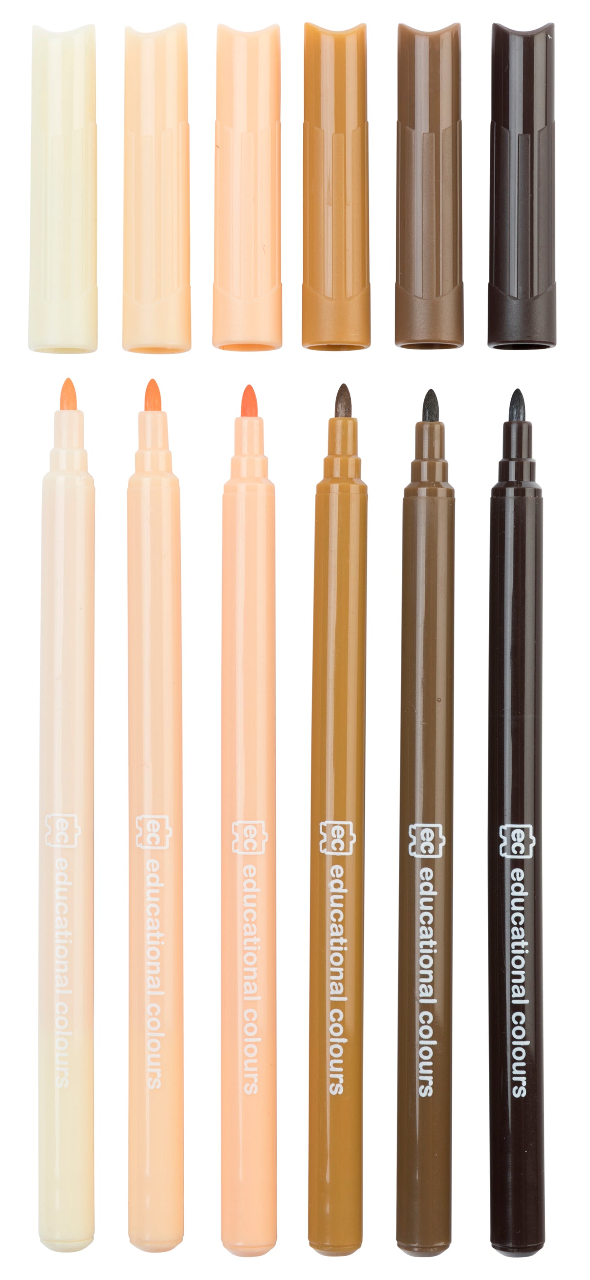 Skin Tone Coloured Markers Set of 6 - Educational Vantage