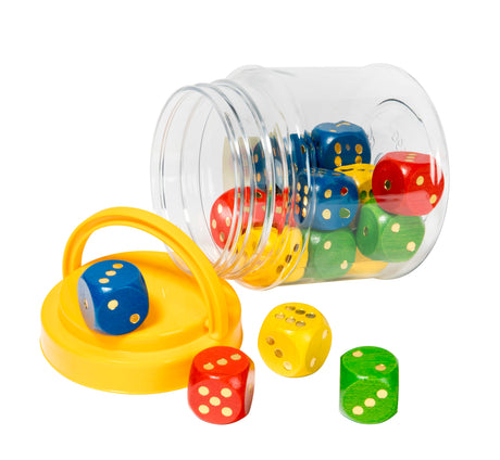 Giant Wooden Dice Jar of 16 - Educational Vantage