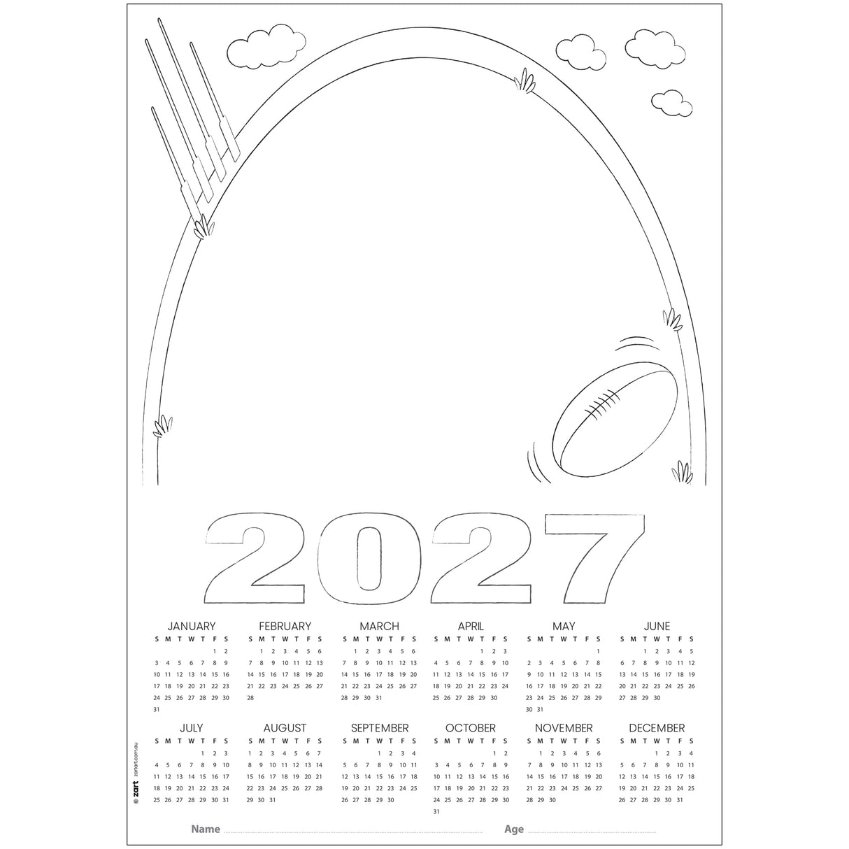 Zart Card Calendar Themed Blanks A3 25 2027