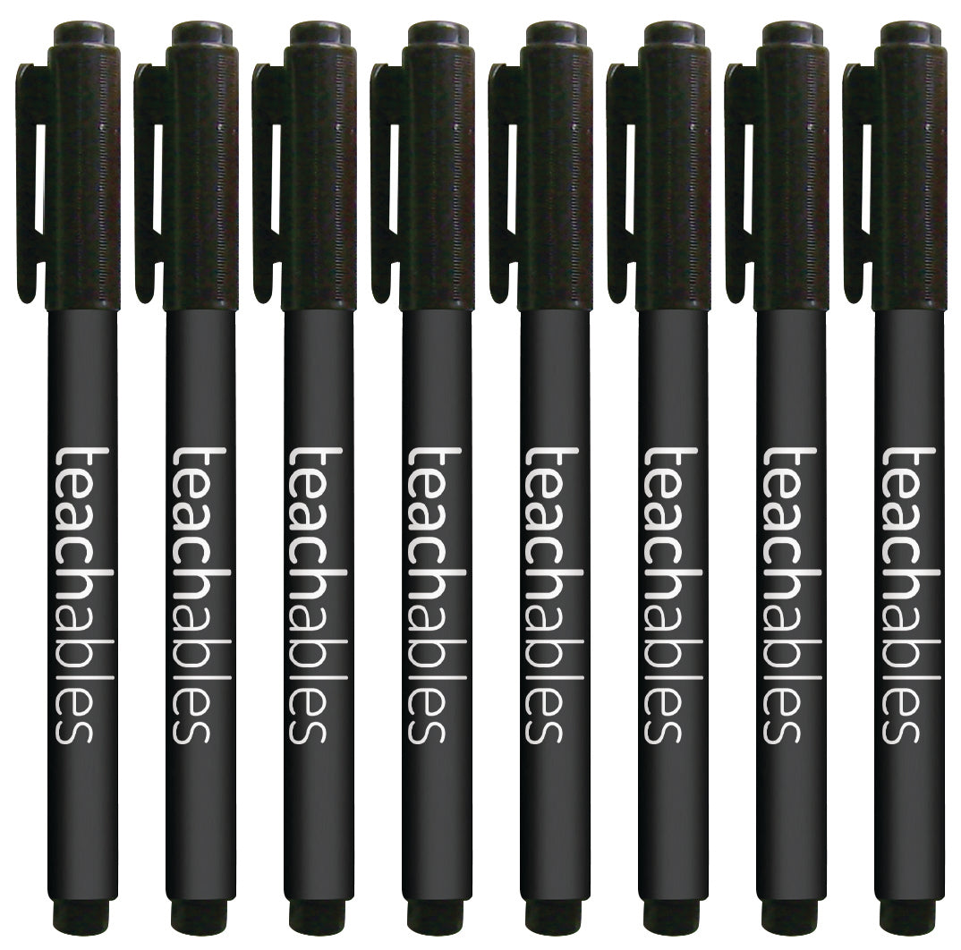 Teachables Thinline Permanent Markers Black PK12 - Educational Vantage