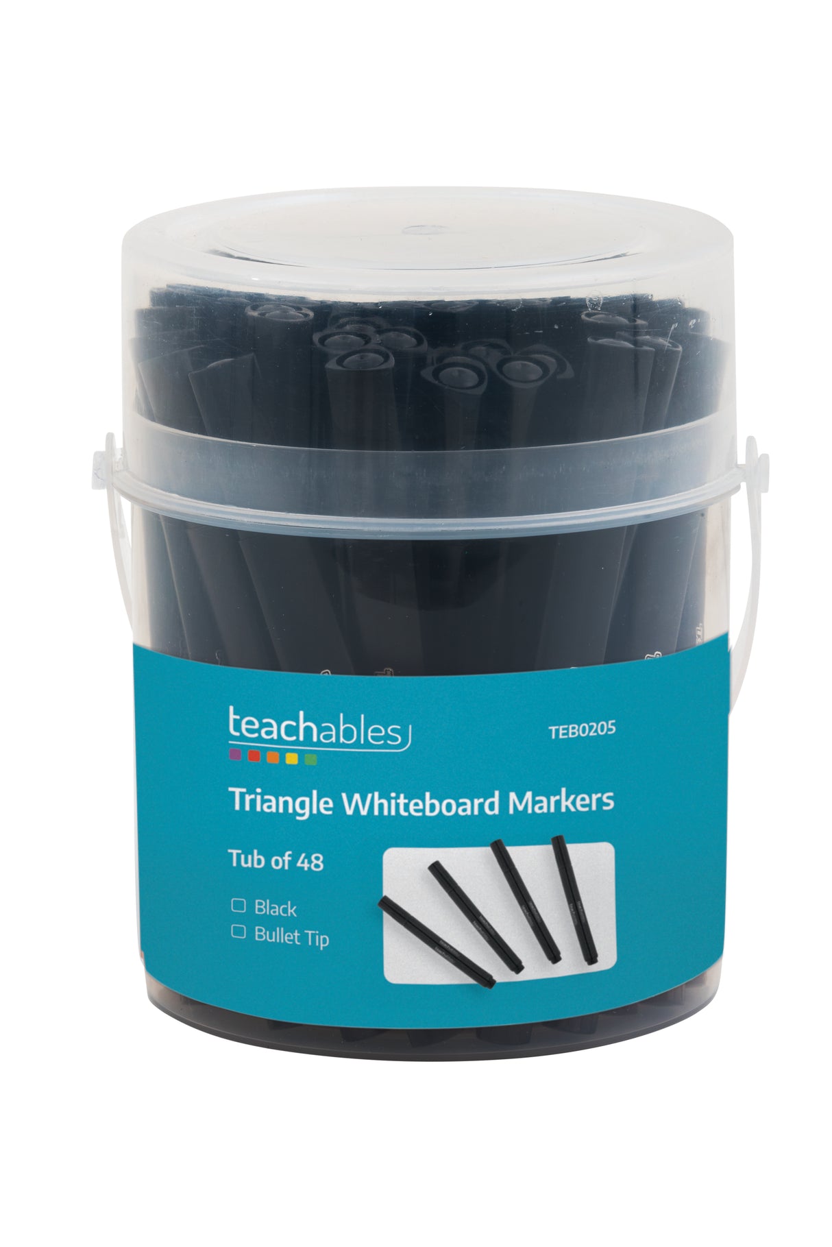 Teachables Whiteboard Markers Triangle Black - Pack of 48 - Educational Vantage