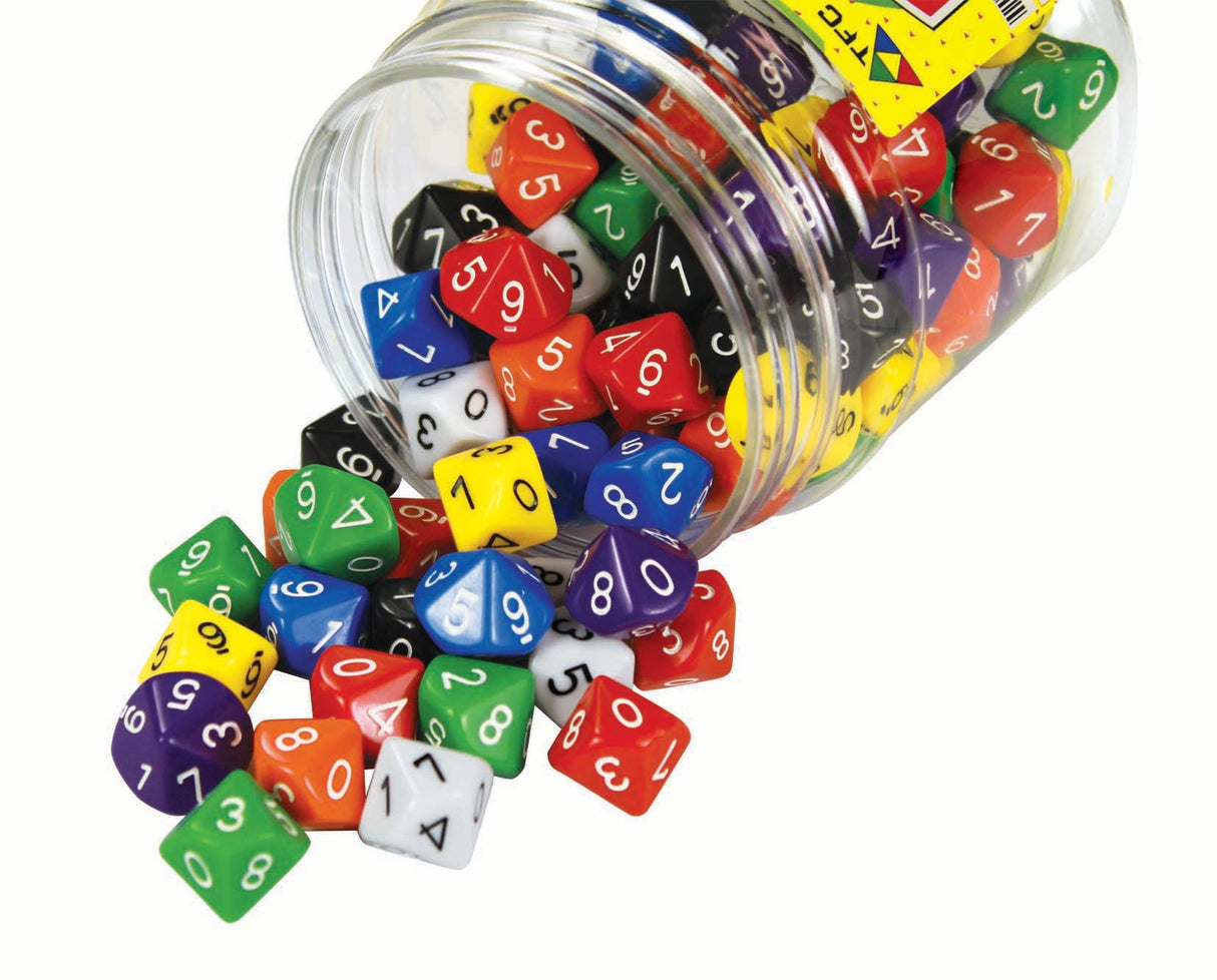 Dice: 10 Face 0-9 Jar - 100pc - Educational Vantage
