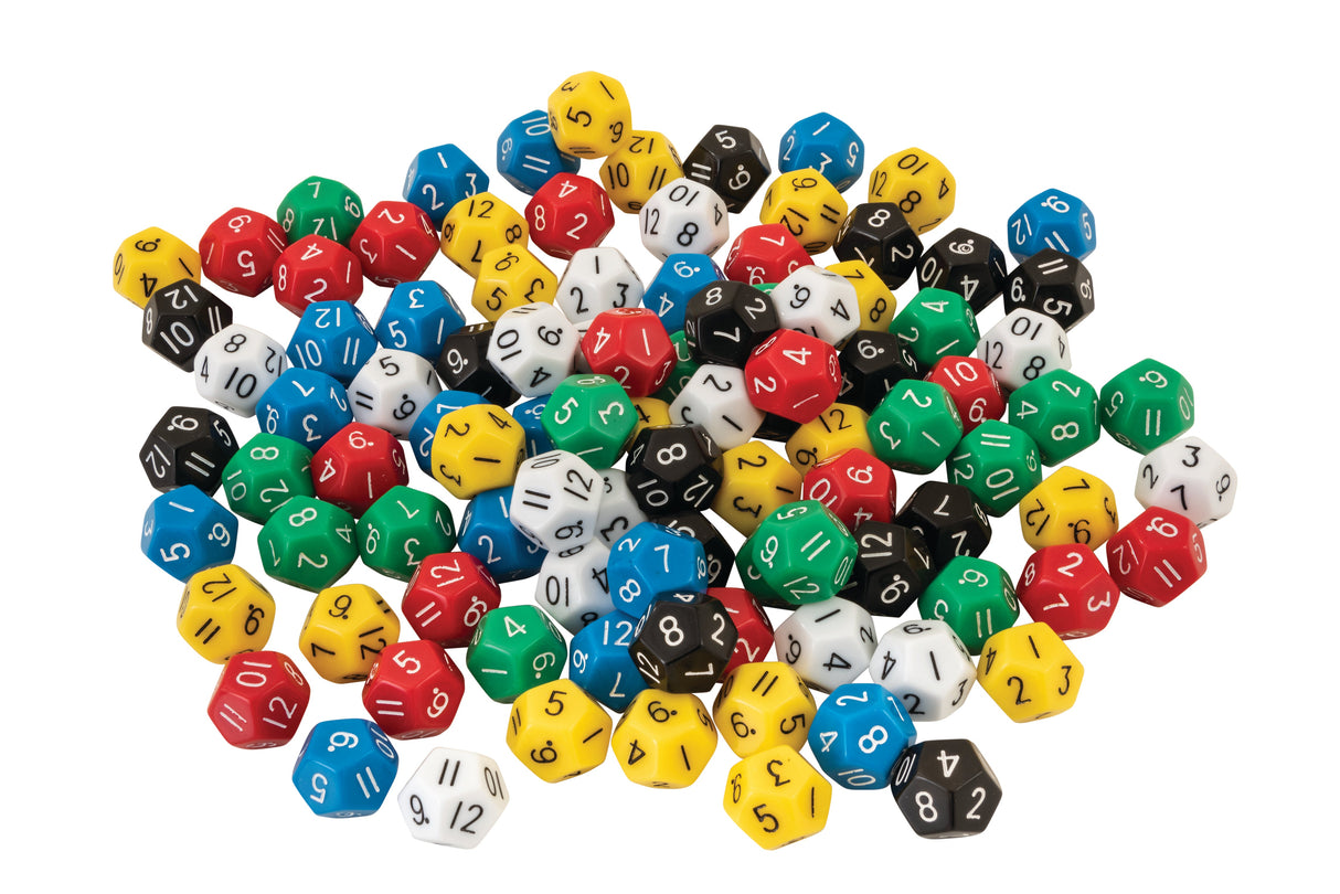Dice: 12 Face 1-12 in Jar 100pc - Educational Vantage