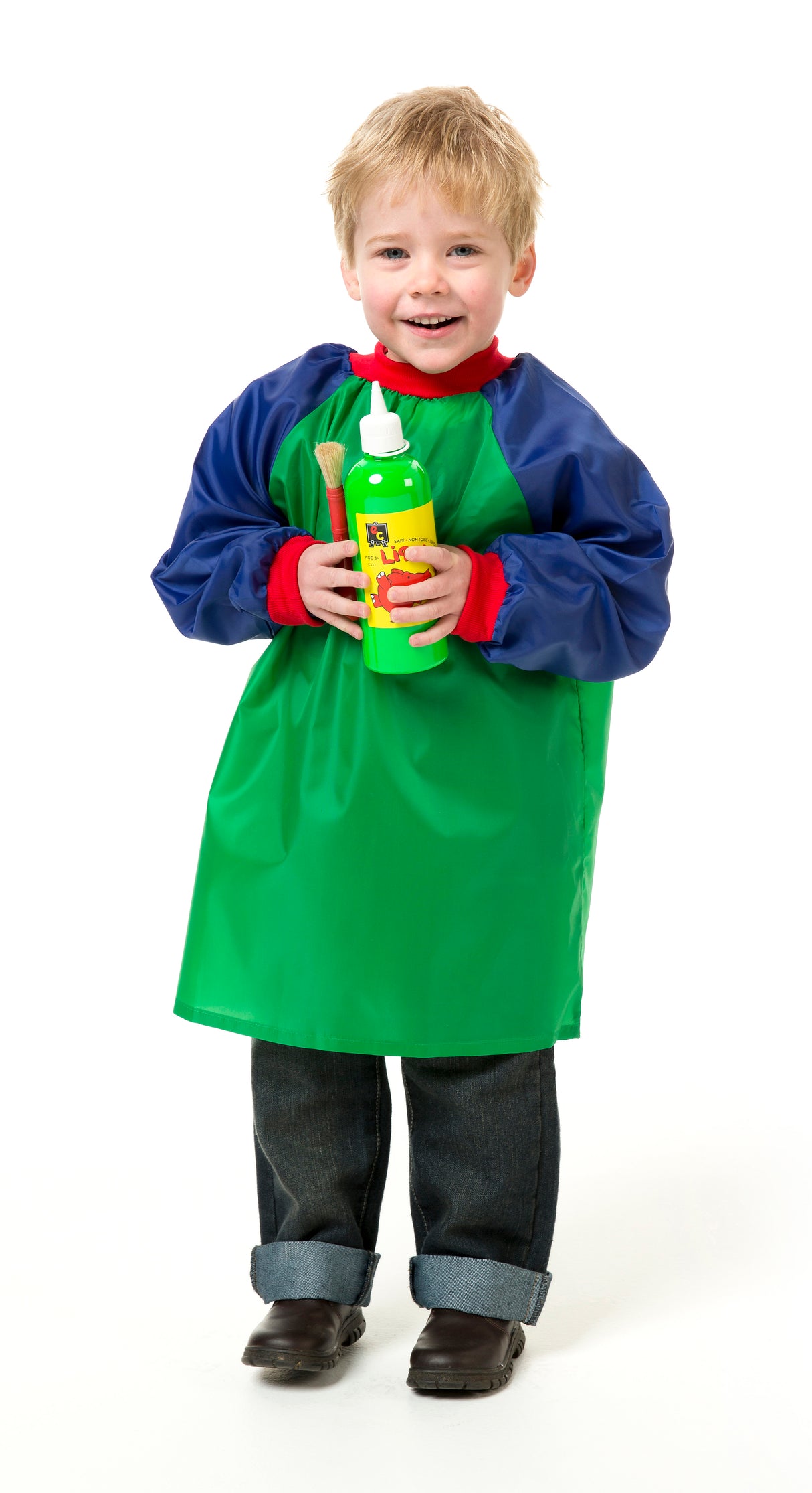 Toddler Smock Green and Blue (ages 2-4) - Educational Vantage