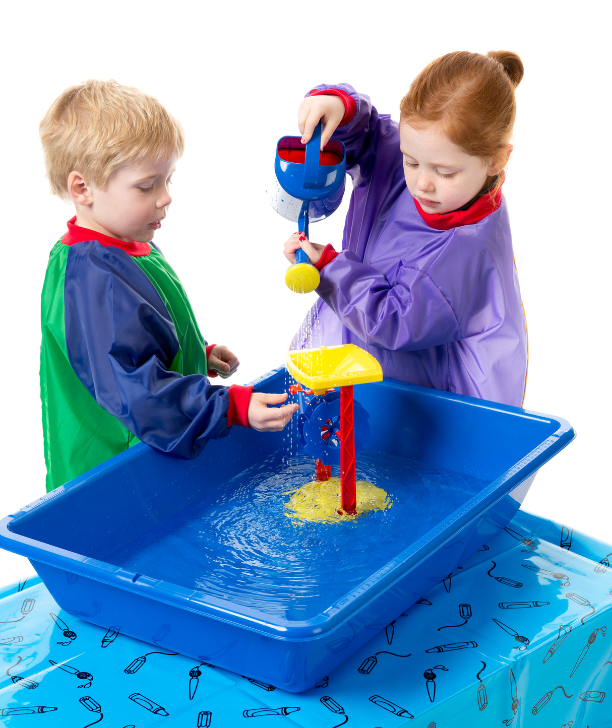 Toddler Smock Green and Blue (ages 2-4) - Educational Vantage