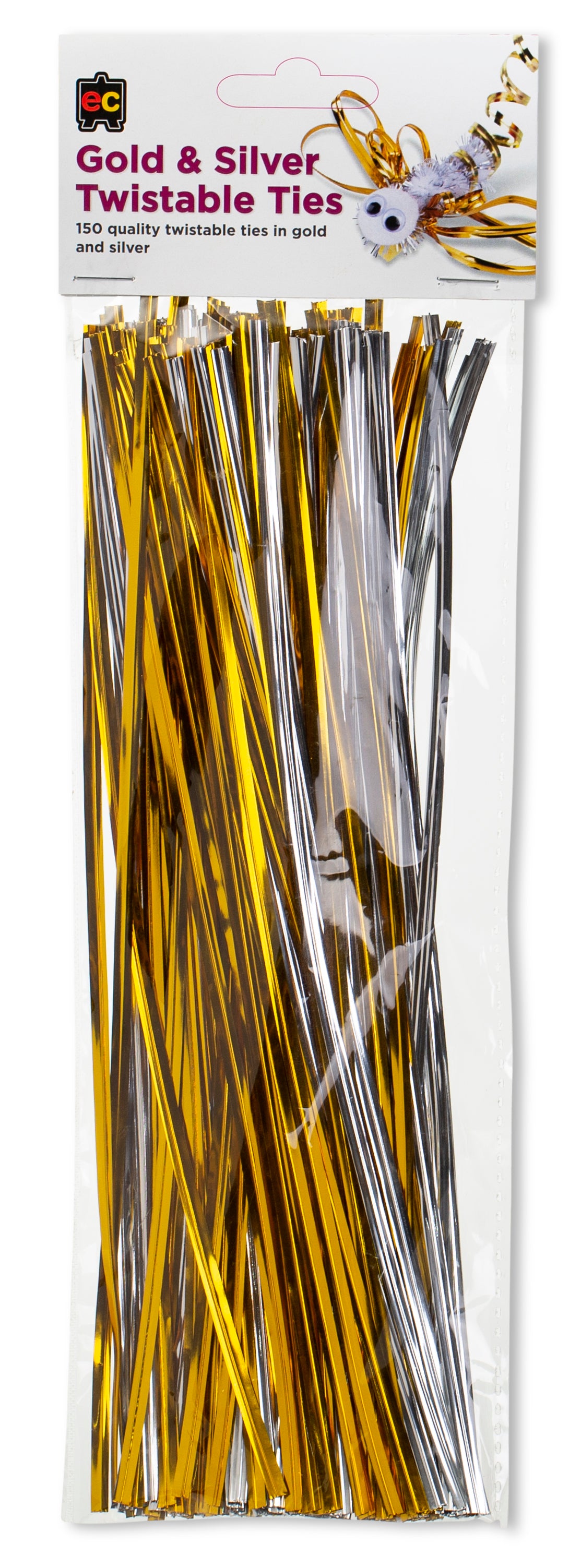 Twistable Ties Gold and Silver 25cm Packet 150 - Educational Vantage