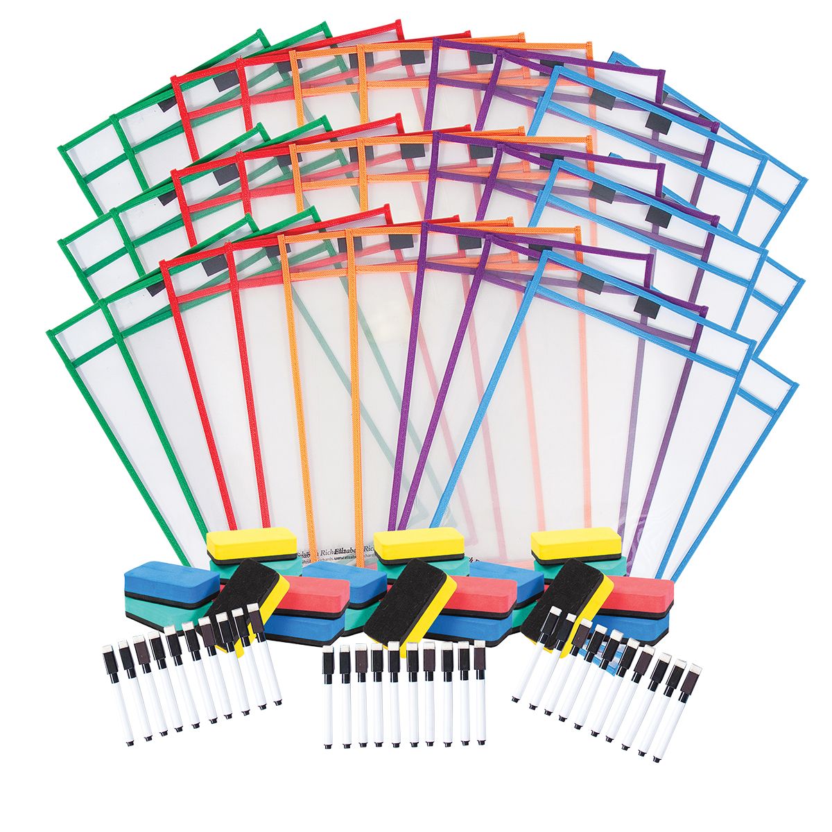 Write n Wipe Paper Saver Sleeves - A4 Pack of 30 - inc Pens & Erasers - Educational Vantage