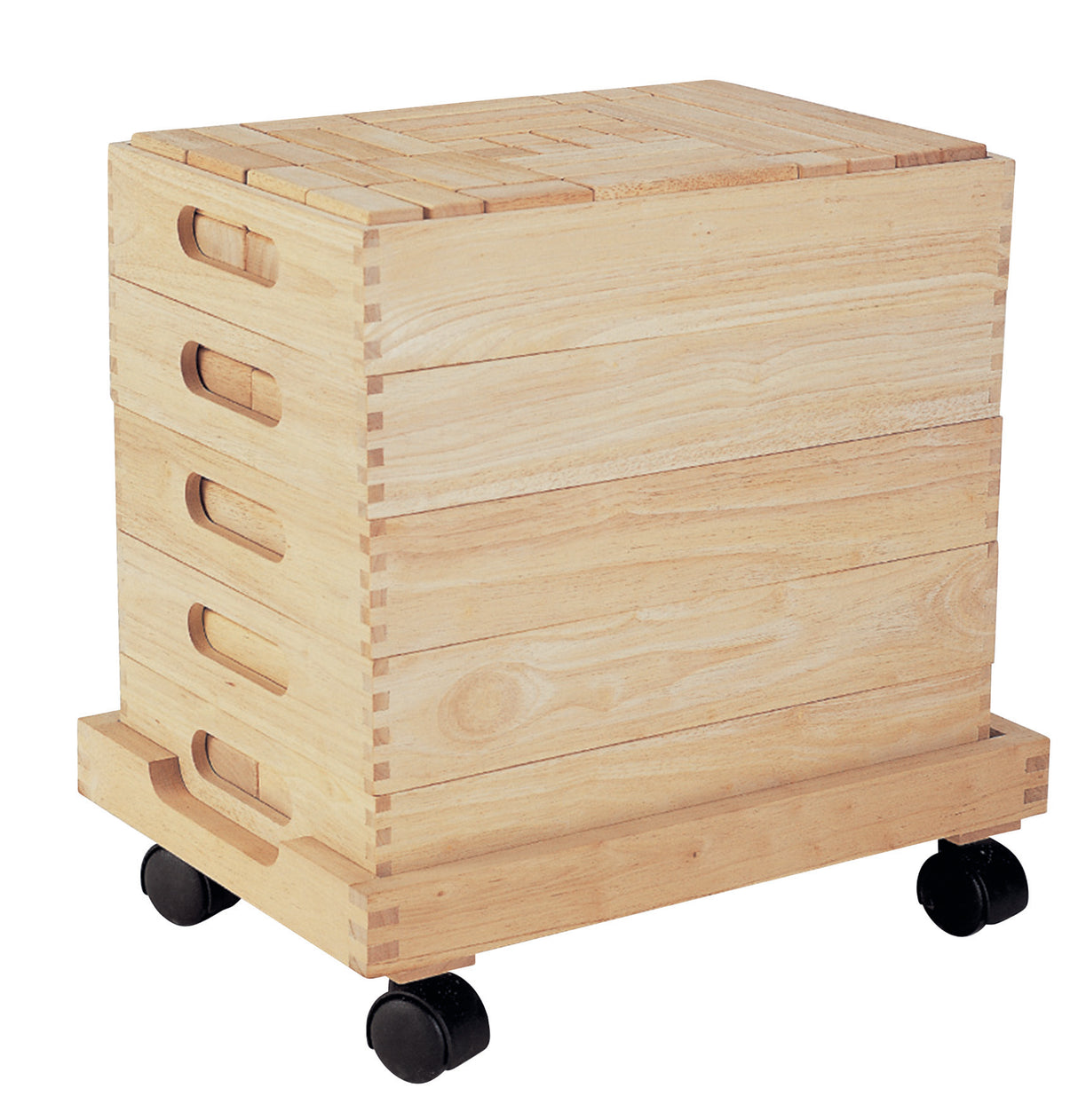 Wooden Unit Blocks Set & Trolley - 192 pieces - Educational Vantage