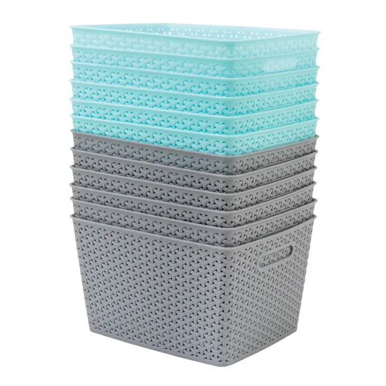 Storage Basket Knotted Large Teal - Educational Vantage