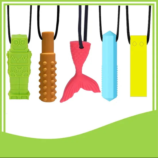 Silicone Chewable Necklace Set of 5 - Educational Vantage