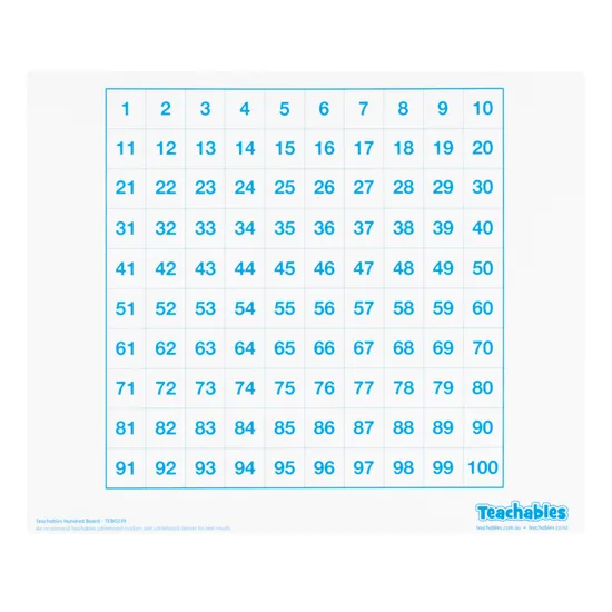 Teachables Mini Whiteboard Hundred Boards D-Sided 30 pk - Educational Vantage