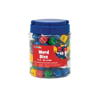 Dice 6 Face Words 1-6 - 100 pc - Educational Vantage