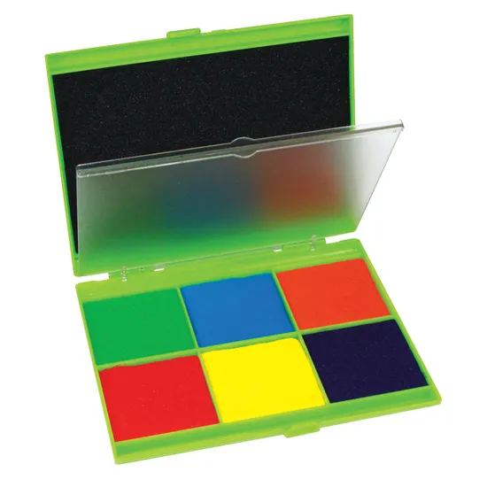 Stamp Pad: Blk & 6 colours - Educational Vantage
