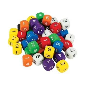 Dice: 6 Face Solid 1-6 50 Pieces - Educational Vantage