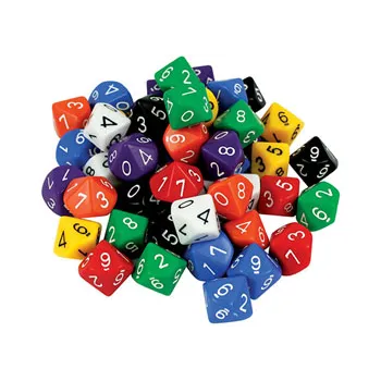 Dice: 10 face Solid 0-9 - 50 Pieces - Educational Vantage