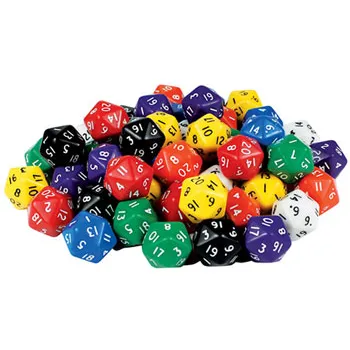 Dice: 20 Face Solid 50 pc - Educational Vantage