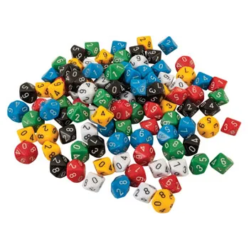 Dice: 10 Face Solid 1-10 50 pc - Educational Vantage