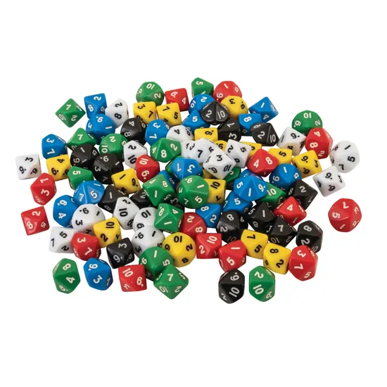 Dice: 10 Face 1-10 Jar 100 pc - Educational Vantage