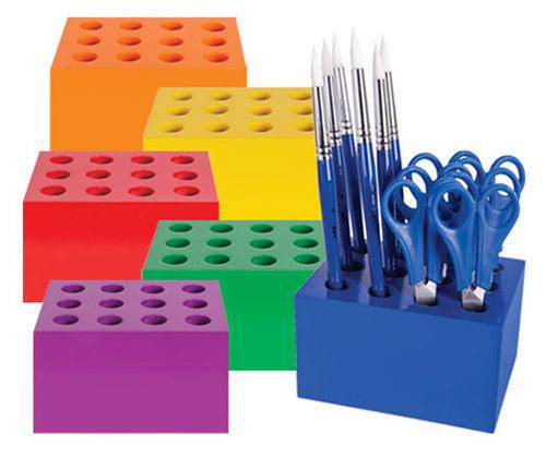 ColourSorts Classroom Organisers by Zart: Scissor and Brush Storage Block Set Pack of 6 - Educational Vantage