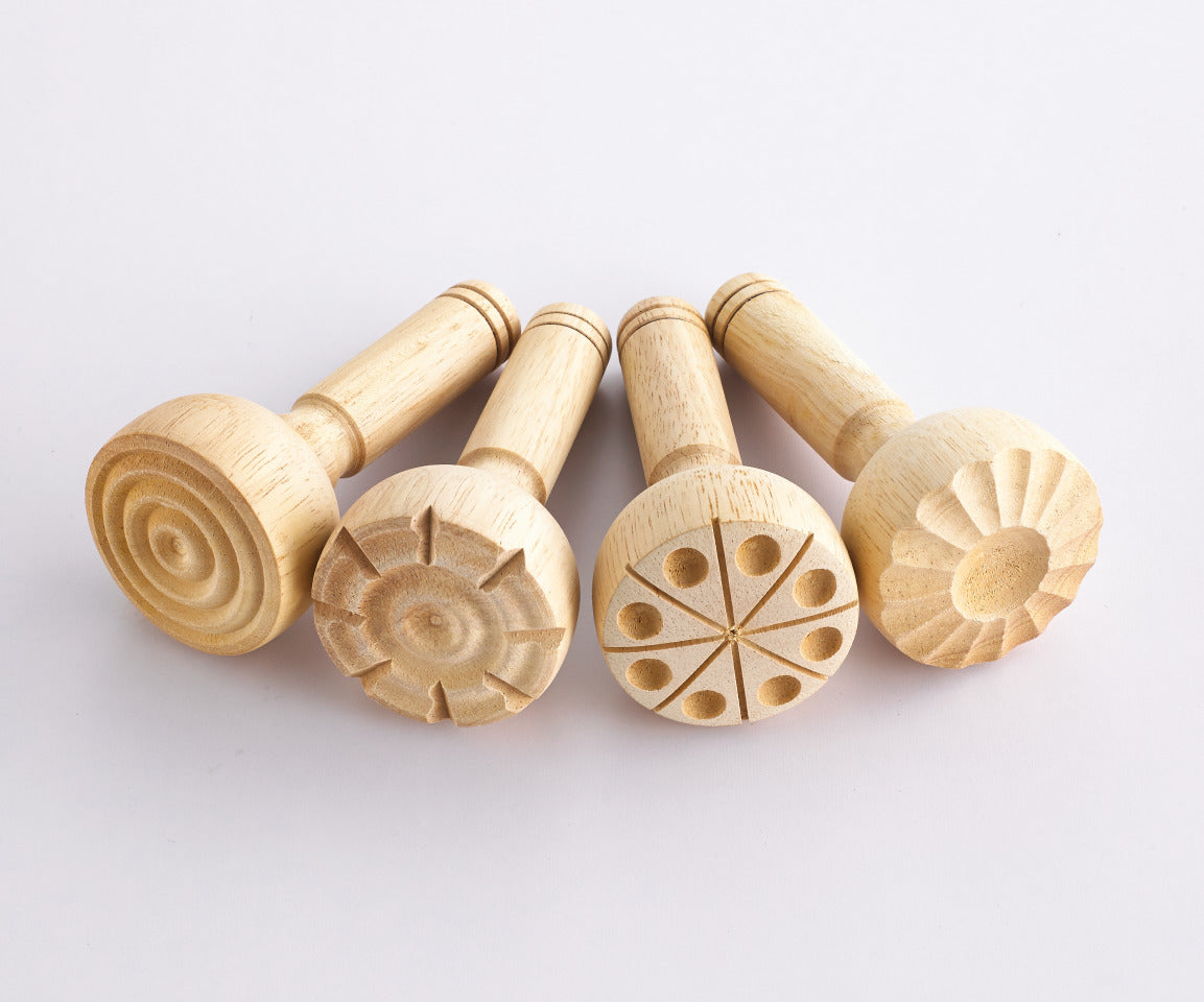 Wooden Dough Stampers Pack of 4 - Educational Vantage