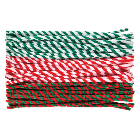 Zart Chenille Stems Christmas Stripe 150s - Educational Vantage