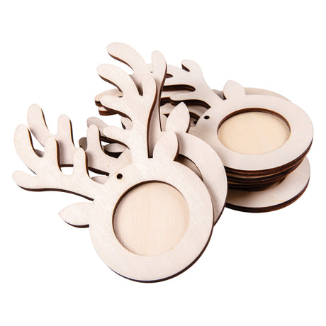 Wooden Reindeer Frame Pack of 10 - Educational Vantage