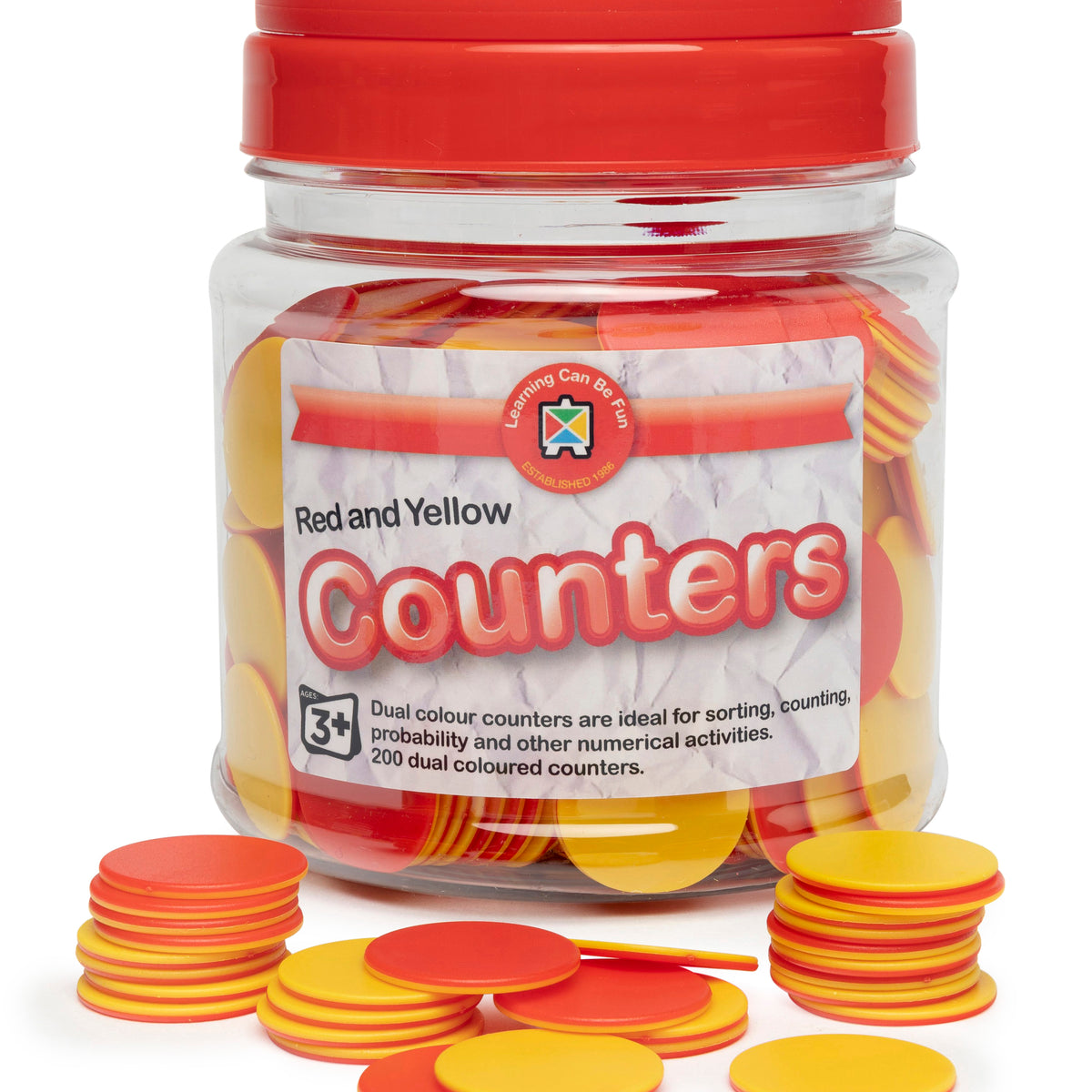 Red and Yellow Counters Jar Of 200 | Educational Vantage