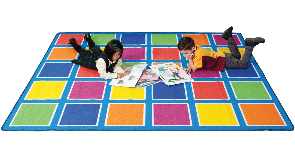 Colour Squares Placement Rug - 30 Squares - Educational Vantage