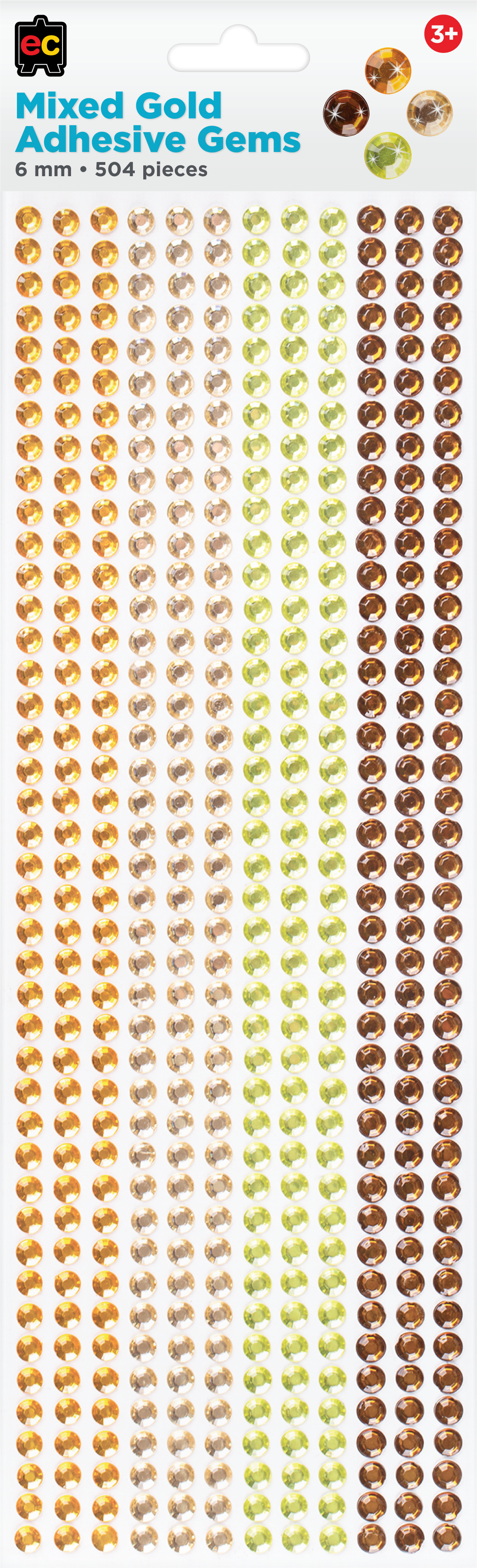 Mixed Adhesive Gems Gold 504pcs