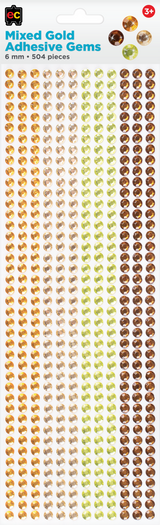 Mixed Adhesive Gems Gold 504pcs