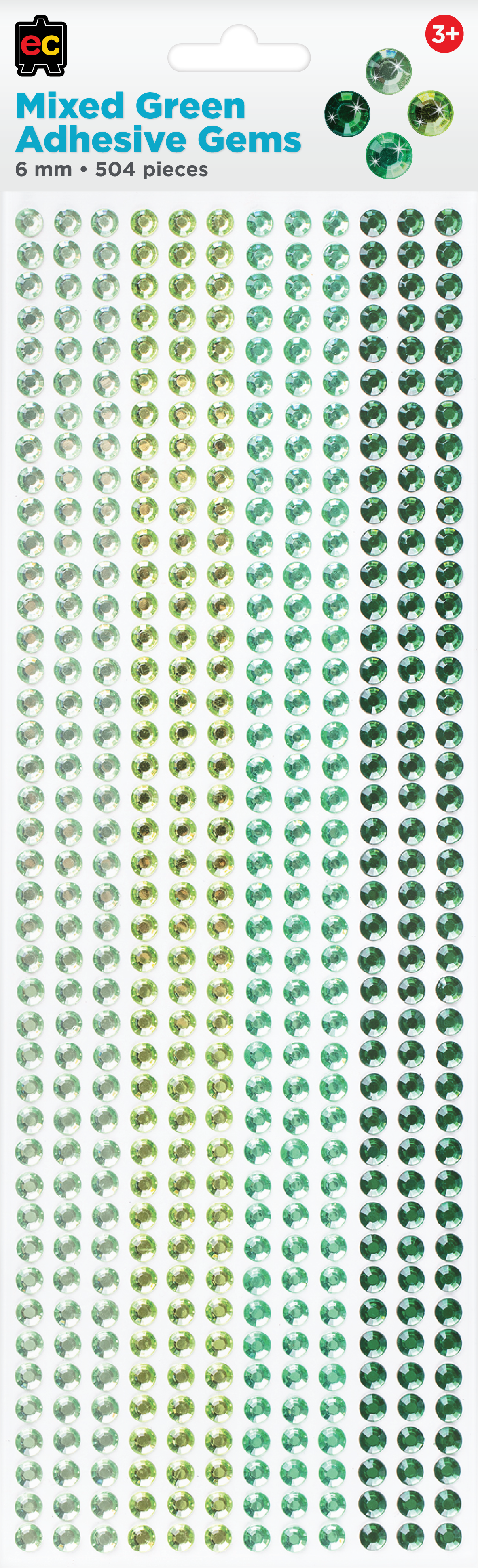 Mixed Adhesive Gems Green 504pcs