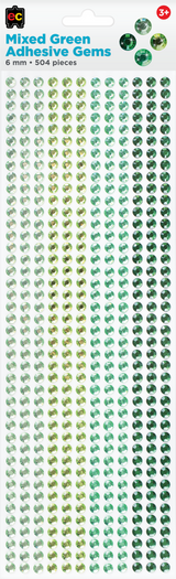 Mixed Adhesive Gems Green 504pcs