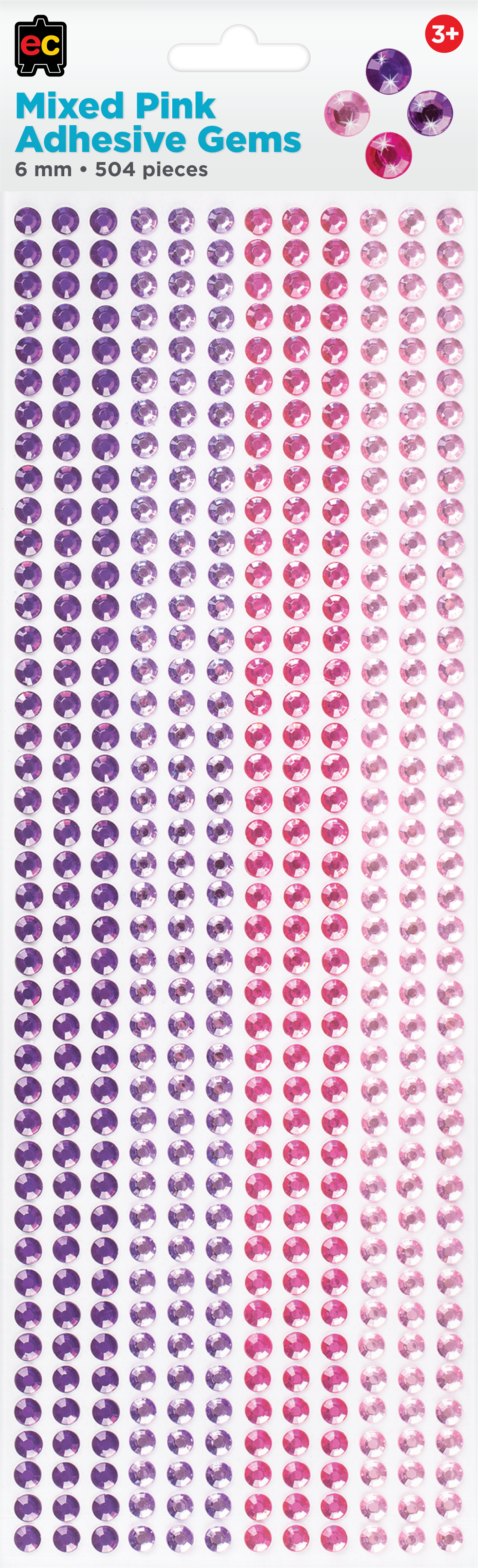 Mixed Adhesive Gems Pink 504pcs