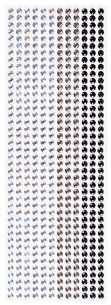 Mixed Adhesive Gems Silver 504pcs