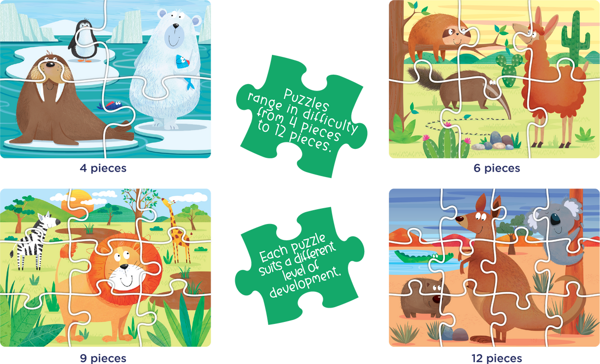 4-in-1 Puzzle Set: Animals of the World