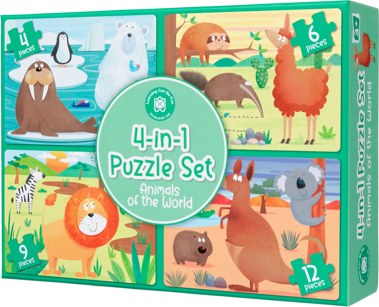 4-in-1 Puzzle Set: Animals of the World