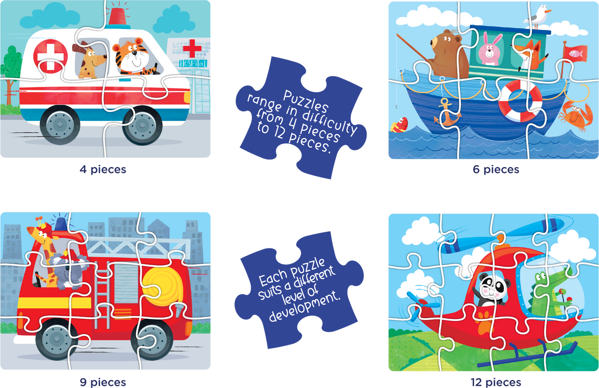 4-in-1 Puzzle Set: Things That Go