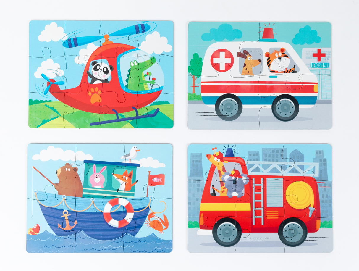 4-in-1 Puzzle Set: Things That Go