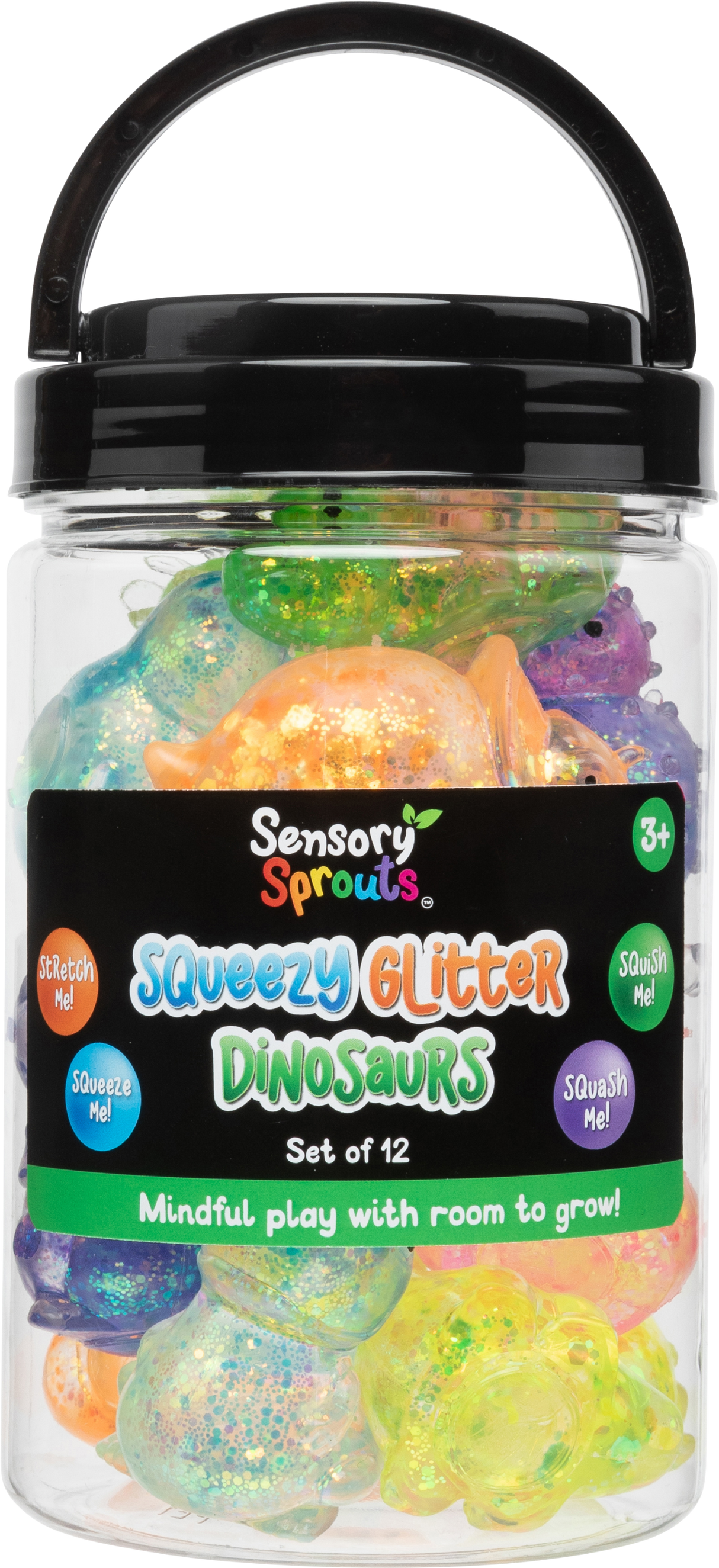 Squeeze Glitter Dinosaurs Jar - Educational Vantage