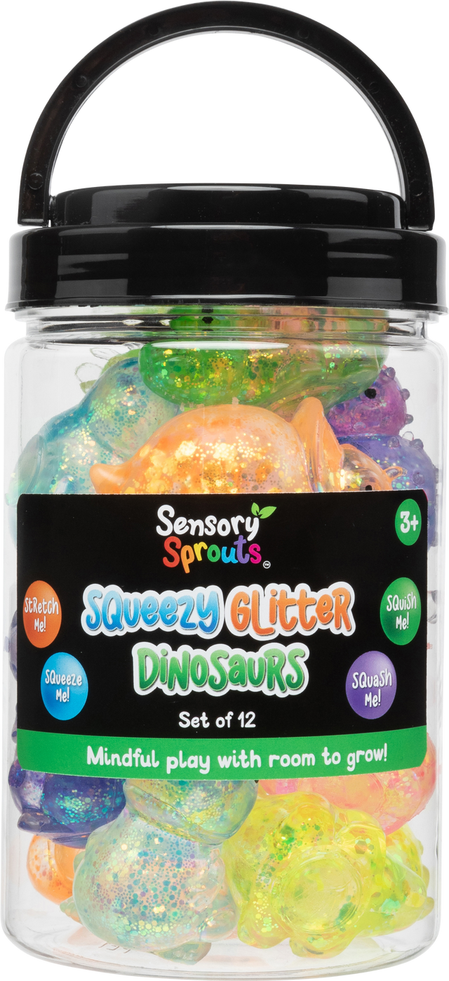 Squeeze Glitter Dinosaurs Jar - Educational Vantage