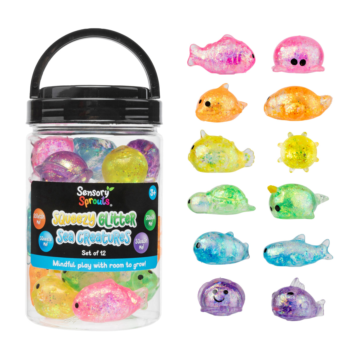 Squeeze Glitter Sea Life Jar - Educational Vantage