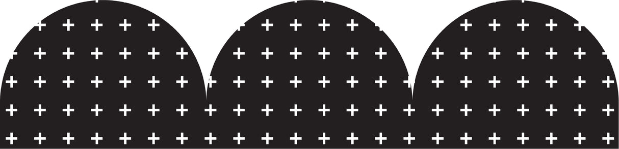 Black and White Crosses Rolled Scalloped Border