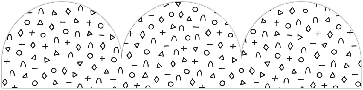 Black and White Patterned Rolled Scalloped Border