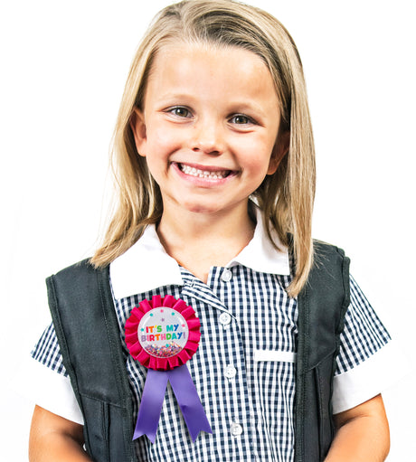 Giggle & Grow Pink Birthday Badge