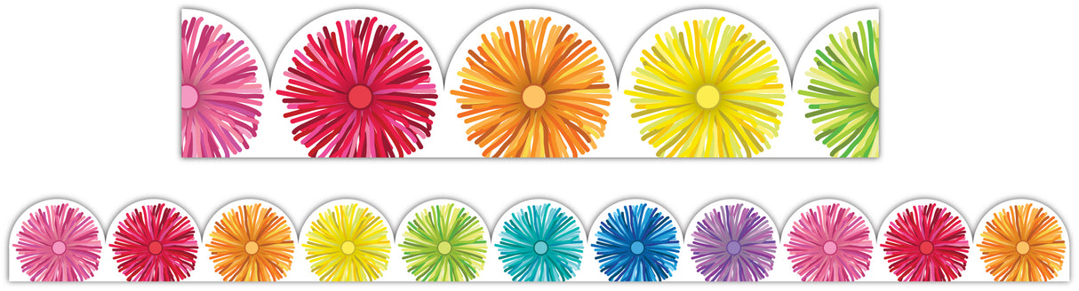 Giggle & Grow Rainbow Scalloped Pom Poms Border