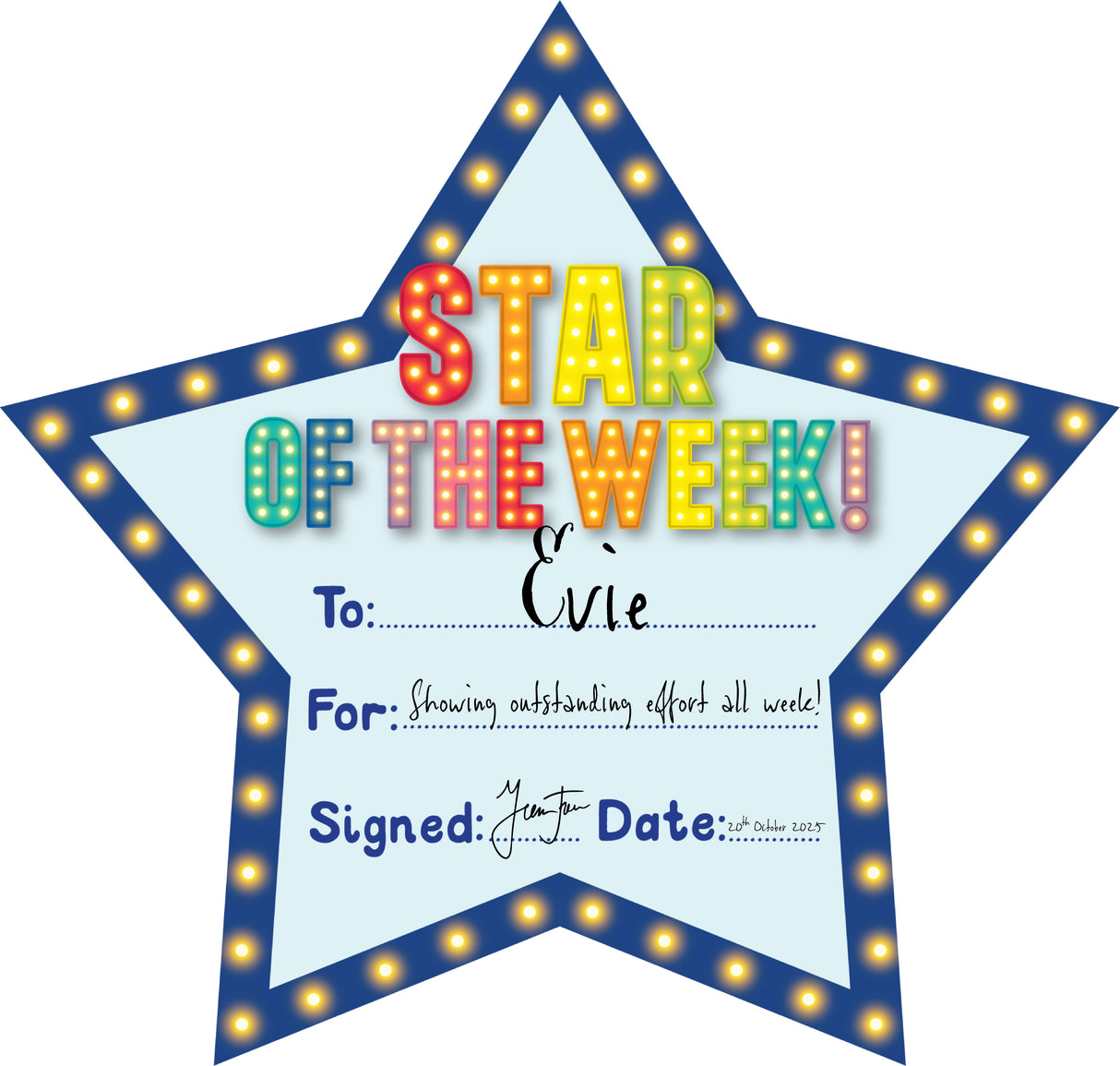 Giggle & Grow Star of the Week Certificates
