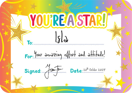 Giggle & Grow You're a Star Certificates